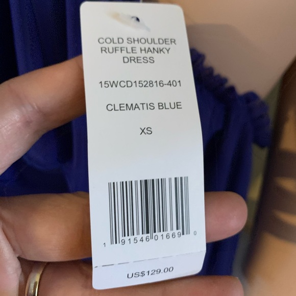 Bebe Women's Blue Ruffled Hanky Hem Dress XS salsa - Picture 3 of 7